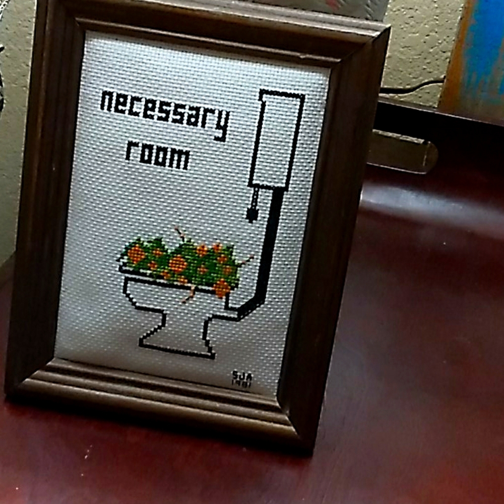 Homemade bathroom wall artv